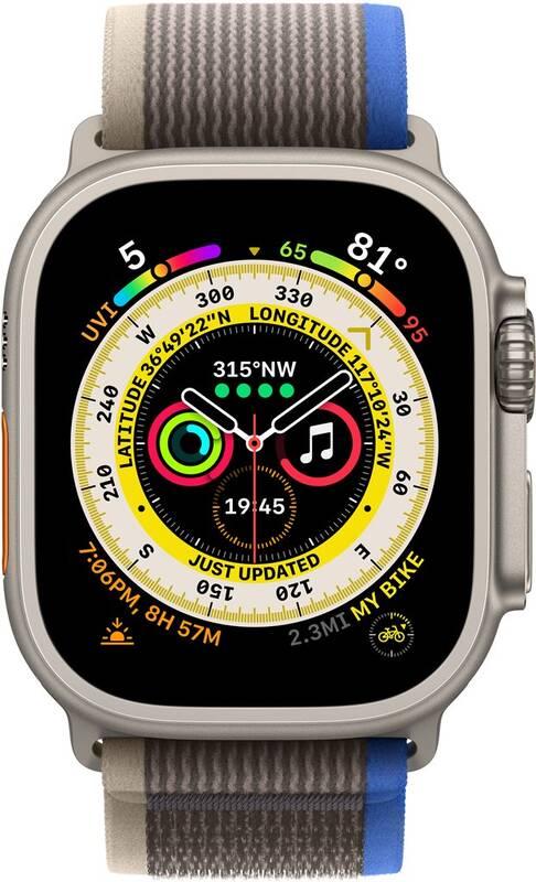 Chytré hodinky Apple Watch Ultra GPS Cellular, 49mm pouzdro z titanu - modro-šedý trailový tah - S M, Chytré, hodinky, Apple, Watch, Ultra, GPS, Cellular, 49mm, pouzdro, z, titanu, modro-šedý, trailový, tah, - S, M